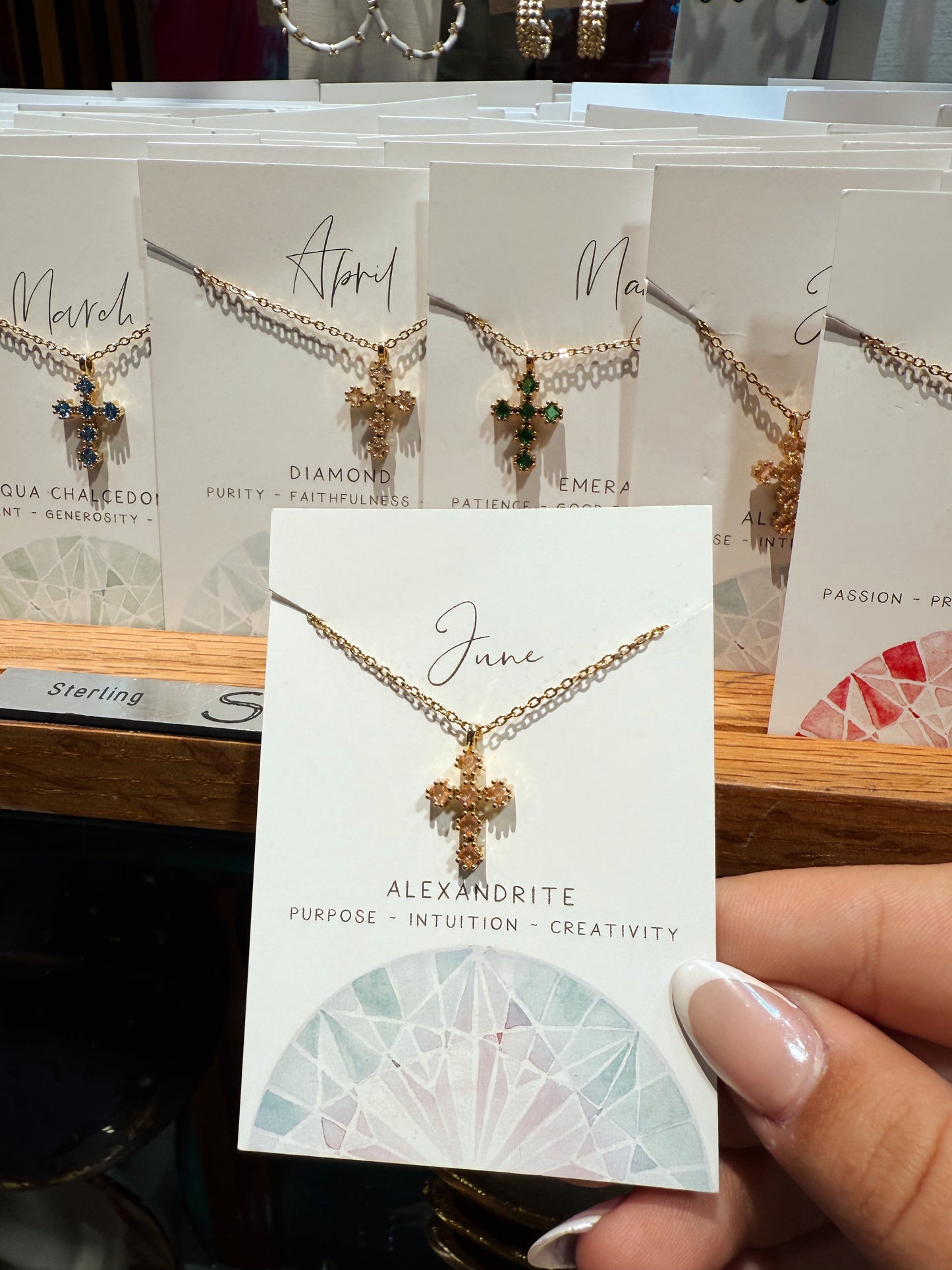 Birthstone Cross Necklace