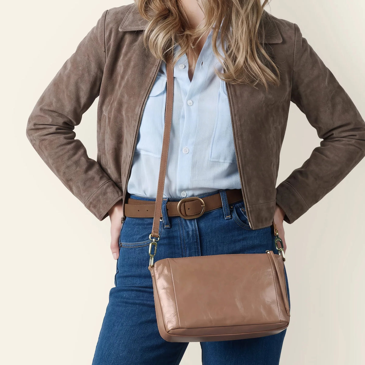 Darcy Carry-All Crossbody | Polished Leather | Woodsmoke