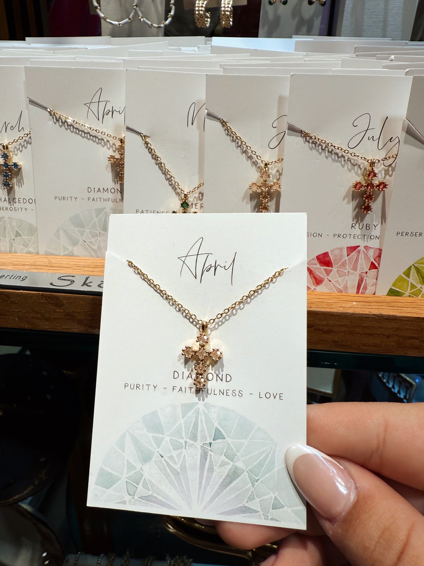 Birthstone Cross Necklace
