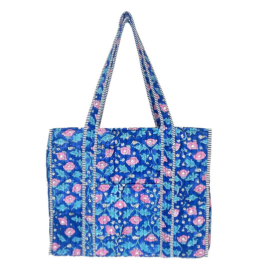 Quilted Tote Bag with Travel Pouch