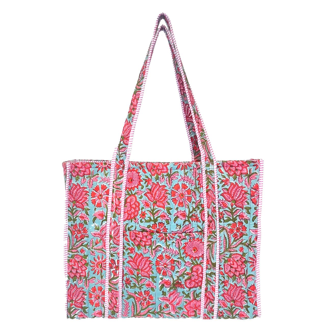 Quilted Tote Bag with Travel Pouch