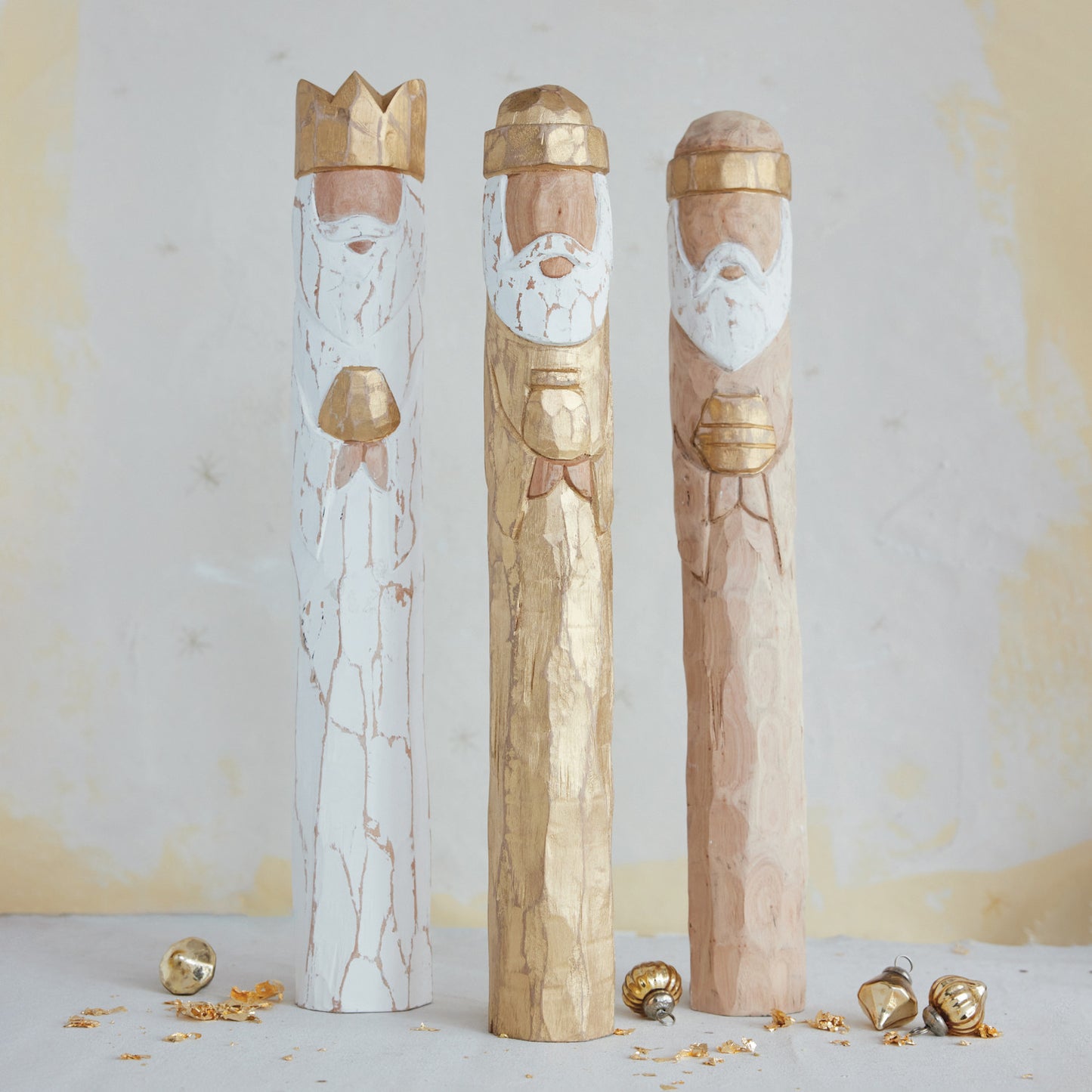 Gold Mango Wood Wiseman - Set