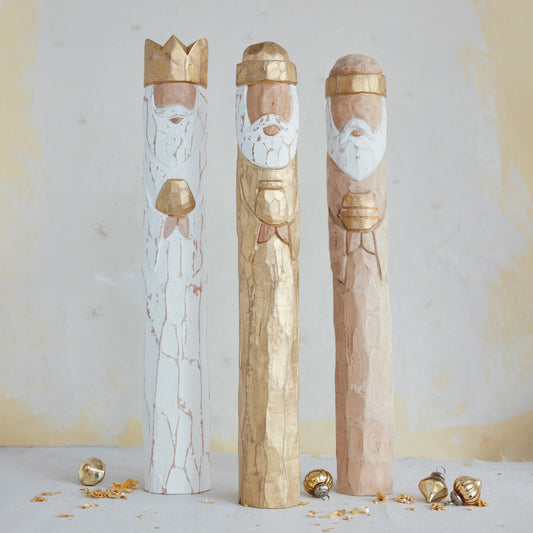 Gold Mango Wood Wiseman - Set