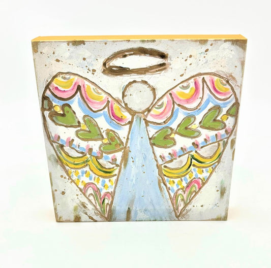 Handpainted Angel w Decorated Wings Pastel Canvas ©Haley Bush