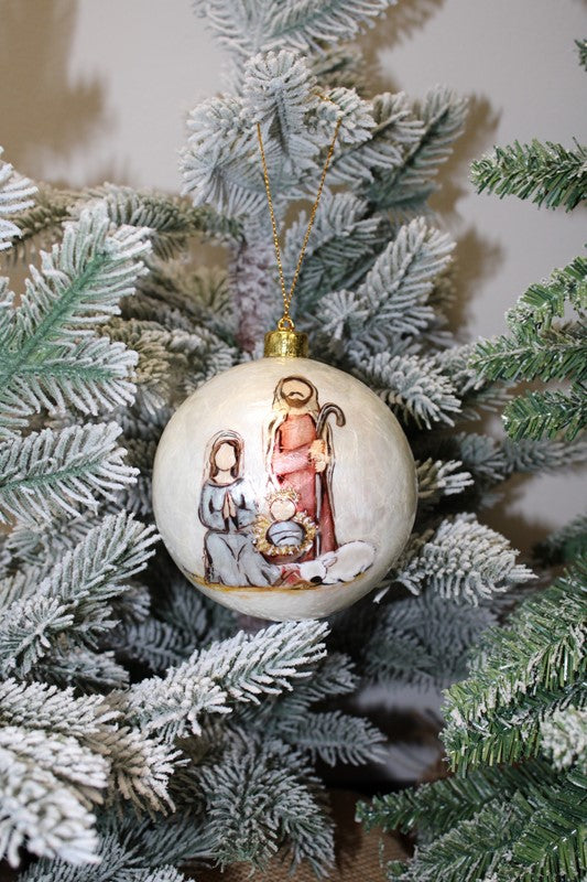 Handpainted Capiz Ornament, Holy Family ©Dana Shoops