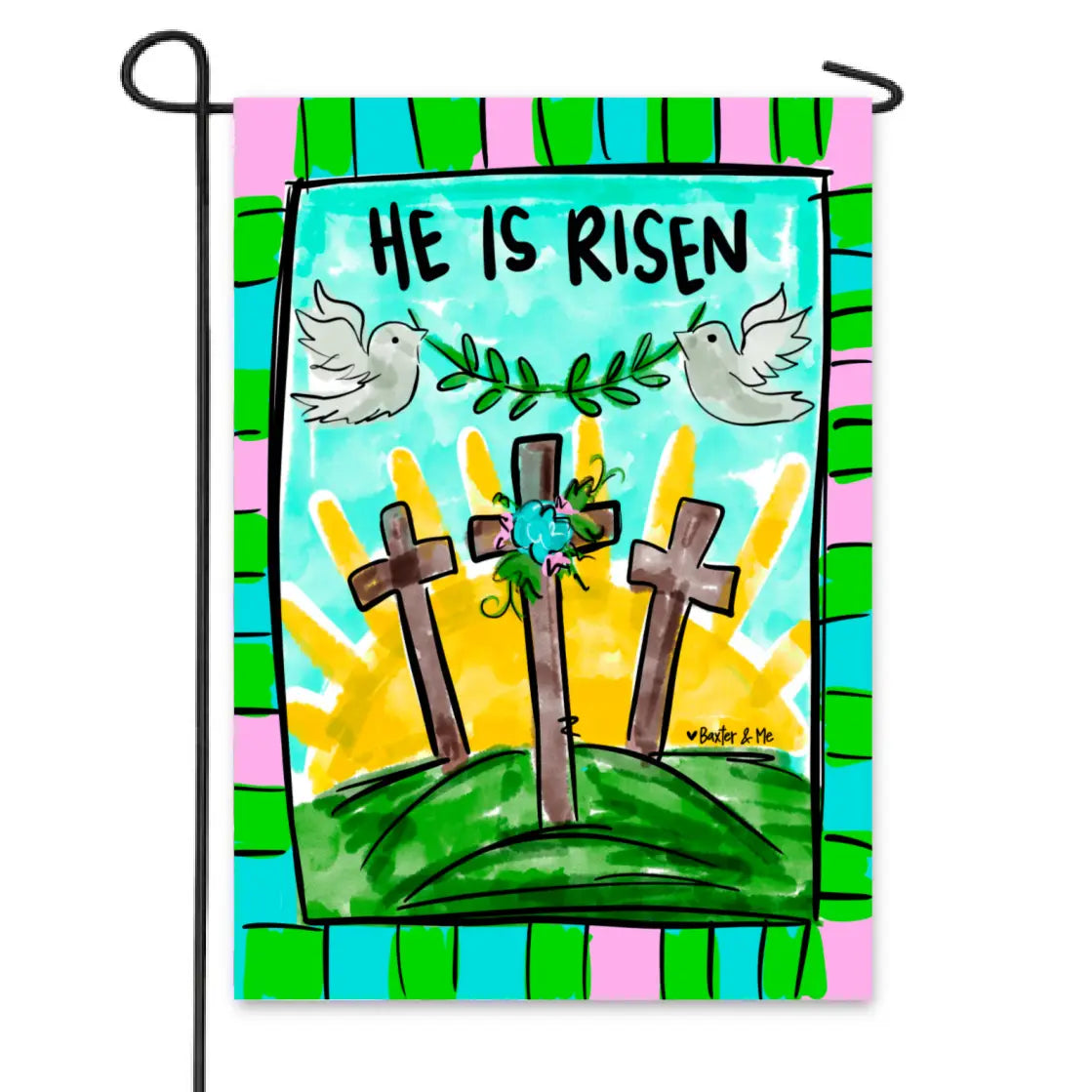 He Is Risen Doves Garden Flag