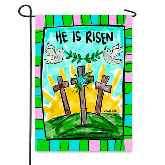 He Is Risen Doves Garden Flag