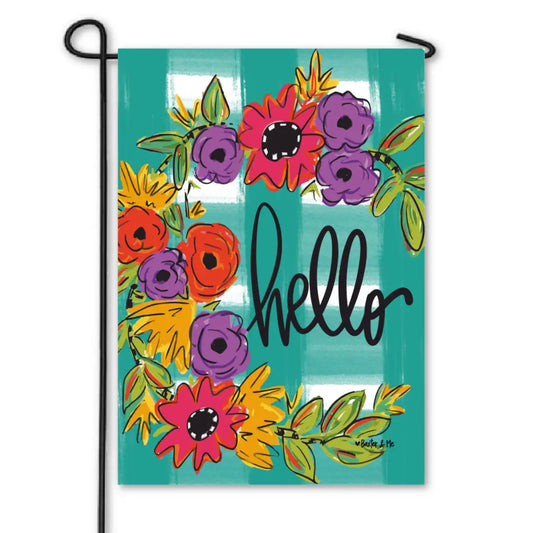 Hello Floral Garden Flag