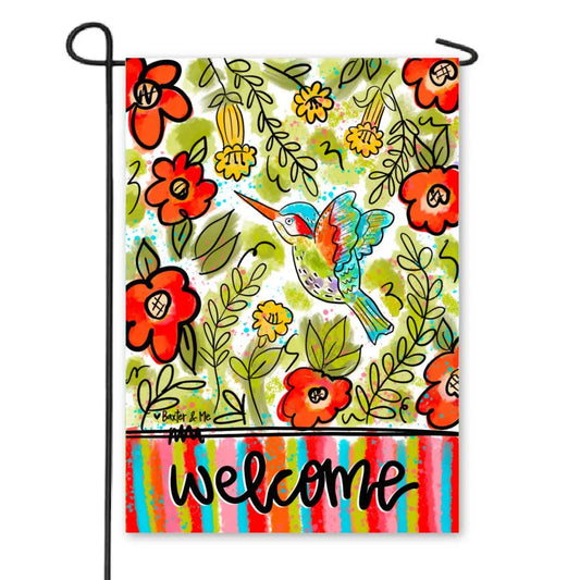 Hummingbird Floral Garden Flag