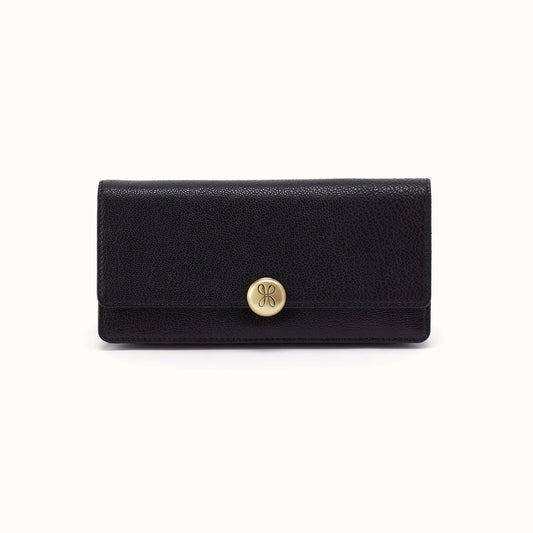 Hutton Large Wallet | Large Micrograin Leather | Black