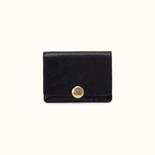 Hutton Small Wallet | Small Micrograin Leather | Black