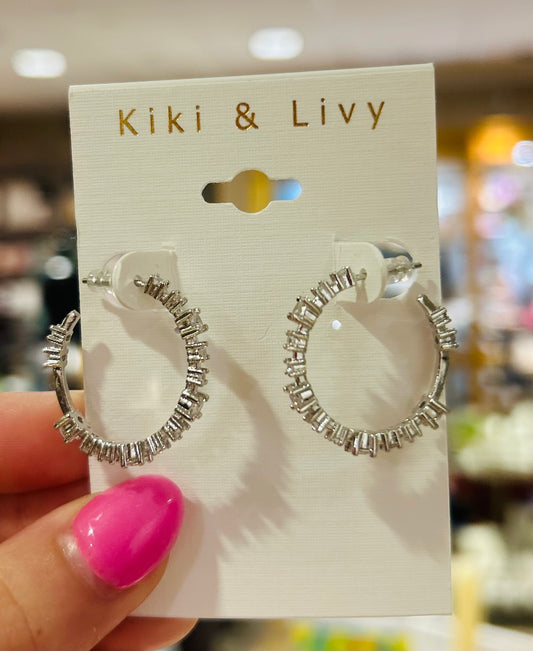 Silver Diamond Hoops