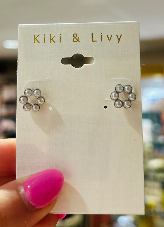 Silver Pearl Circle Studs