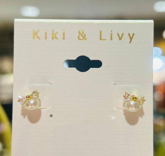 Teeny Pearl Bow Studs