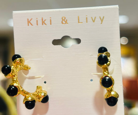 Small Chunky Black Pearl Hoops