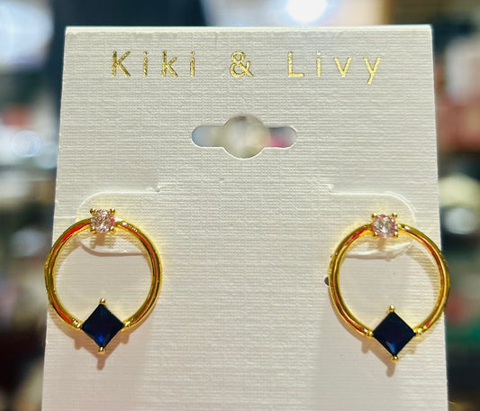 Circle Stud w/ Navy Stone