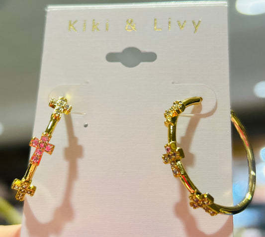 Bling Cross Hoops