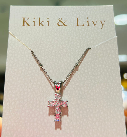 Silver Bling Cross Necklace