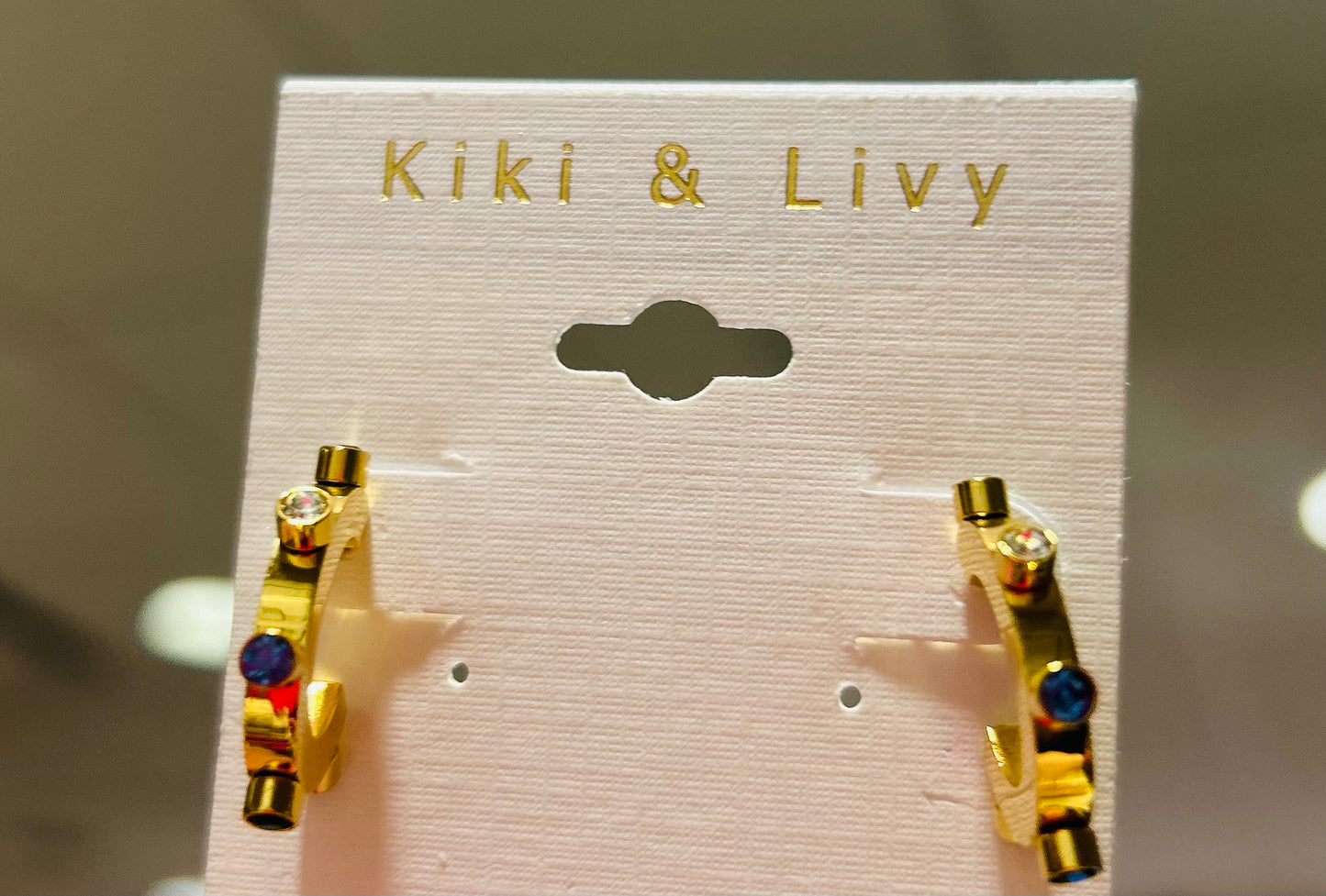 New Gold Hoops w/ Color Stones