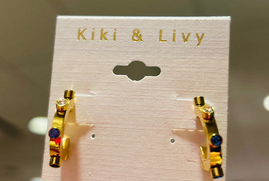 New Gold Hoops w/ Color Stones