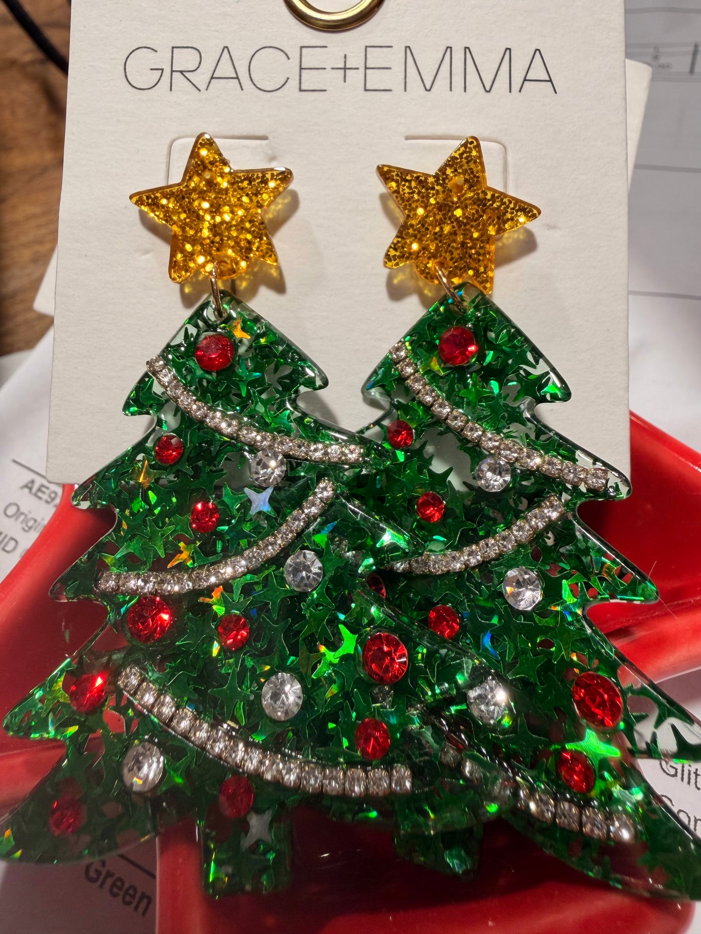 Acrylic Christmas Tree Earrings