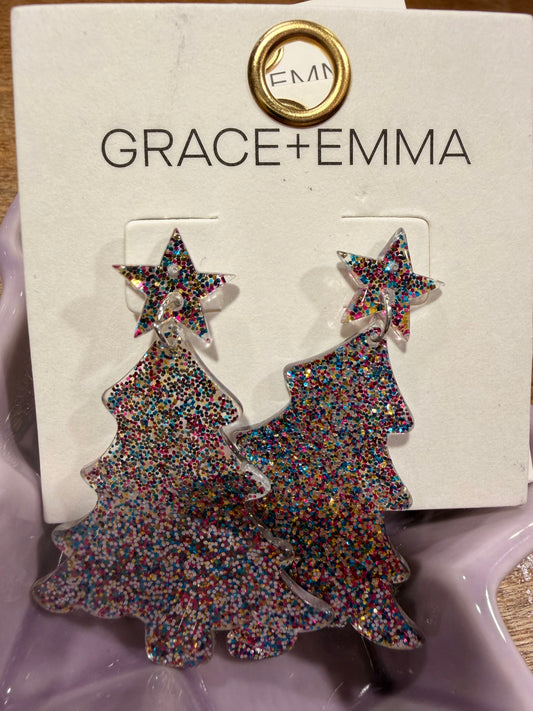 Glitter Christmas Tree Earrings