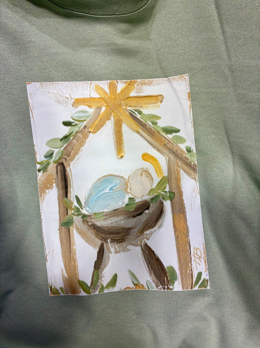 HALEY GOLD STAR MANGER ON SAGE CREW NECK SWEATSHIRT