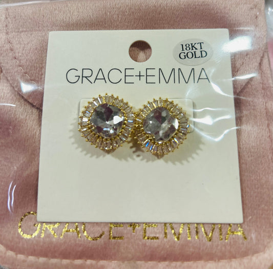 Large Rhinestone Studs, Gold