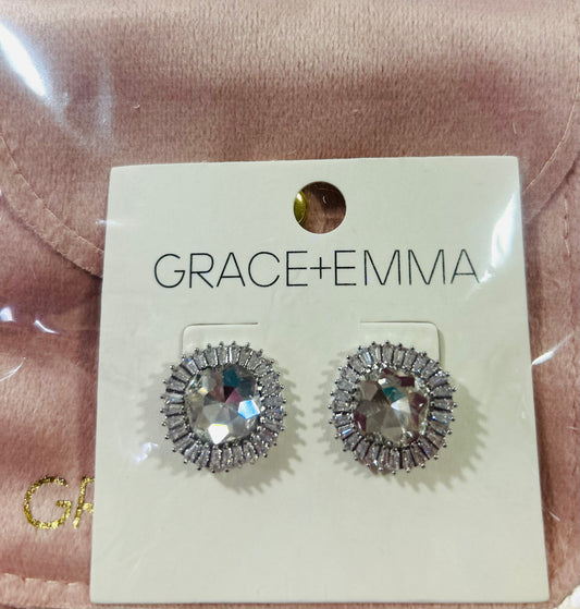 Large Rhinestone Studs, Silver