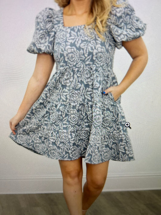 Dolly Doll Jacquard Dress, Blue
