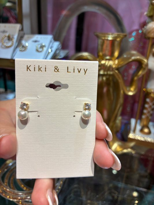 Diamond Pearl Drop Stone Stud
