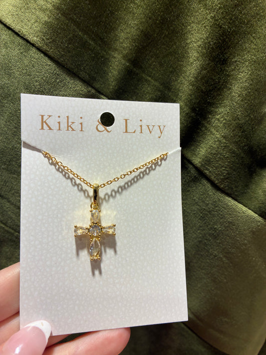 Dainty Baguette Cross Necklace