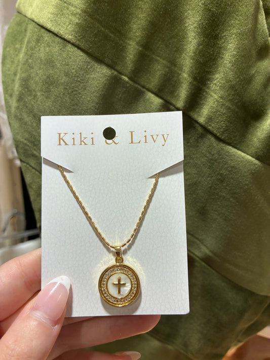 Circle White Cross Necklace