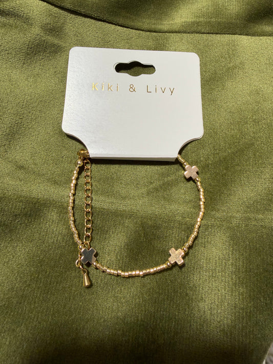 Gold Triple Cross Bracelet