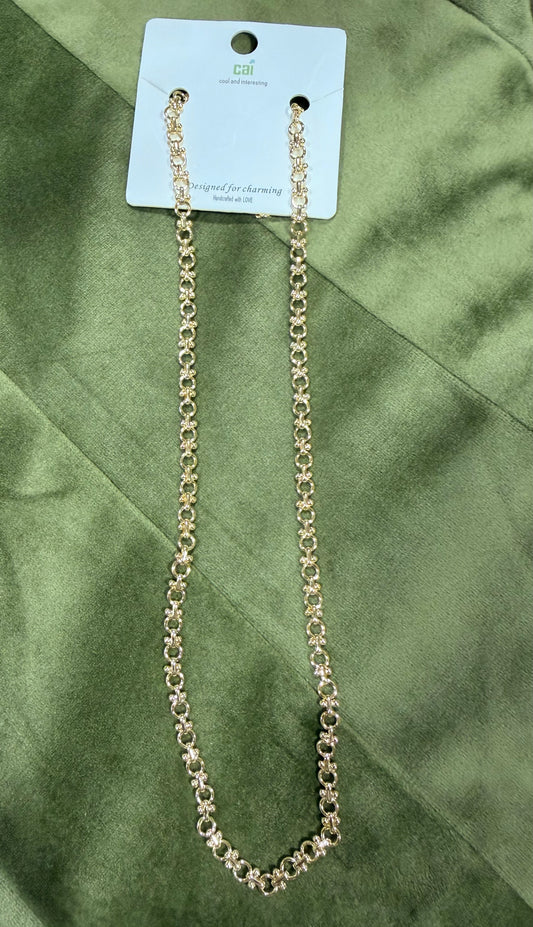 Gold Classic Circle Link Necklace Chain