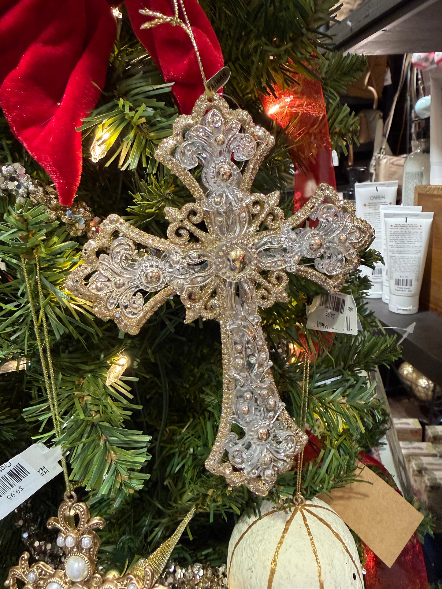 Jeweled Cross Ornament