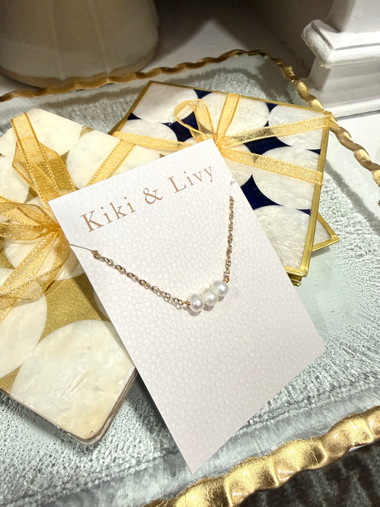 Three Pearl Cross Necklace