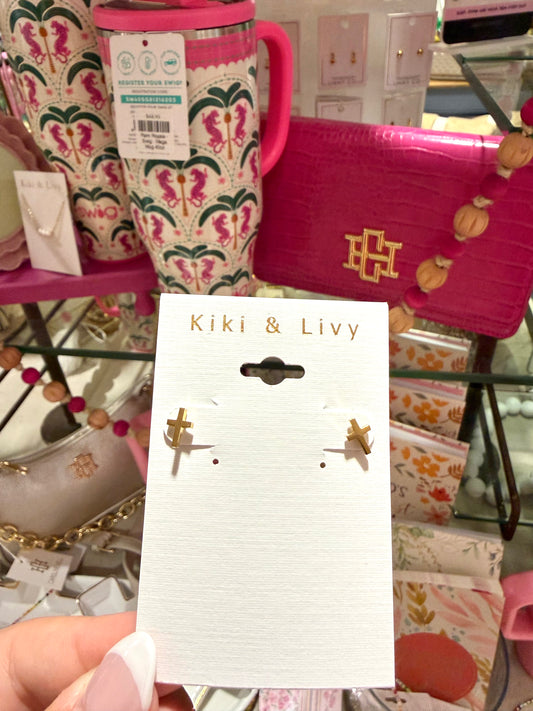 Tiny Gold Cross Studs