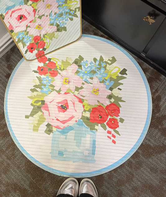 Round Bamboo Mat, Bright Floral in Vase ©Dana Shoops