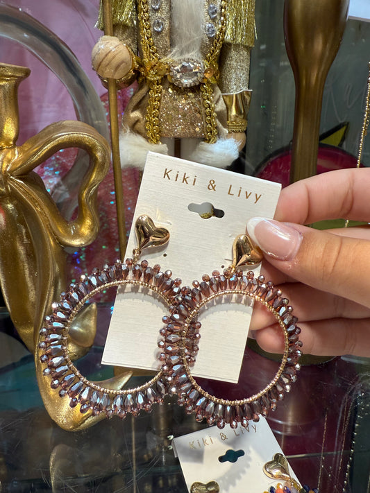 Color Beaded Heart Earrings
