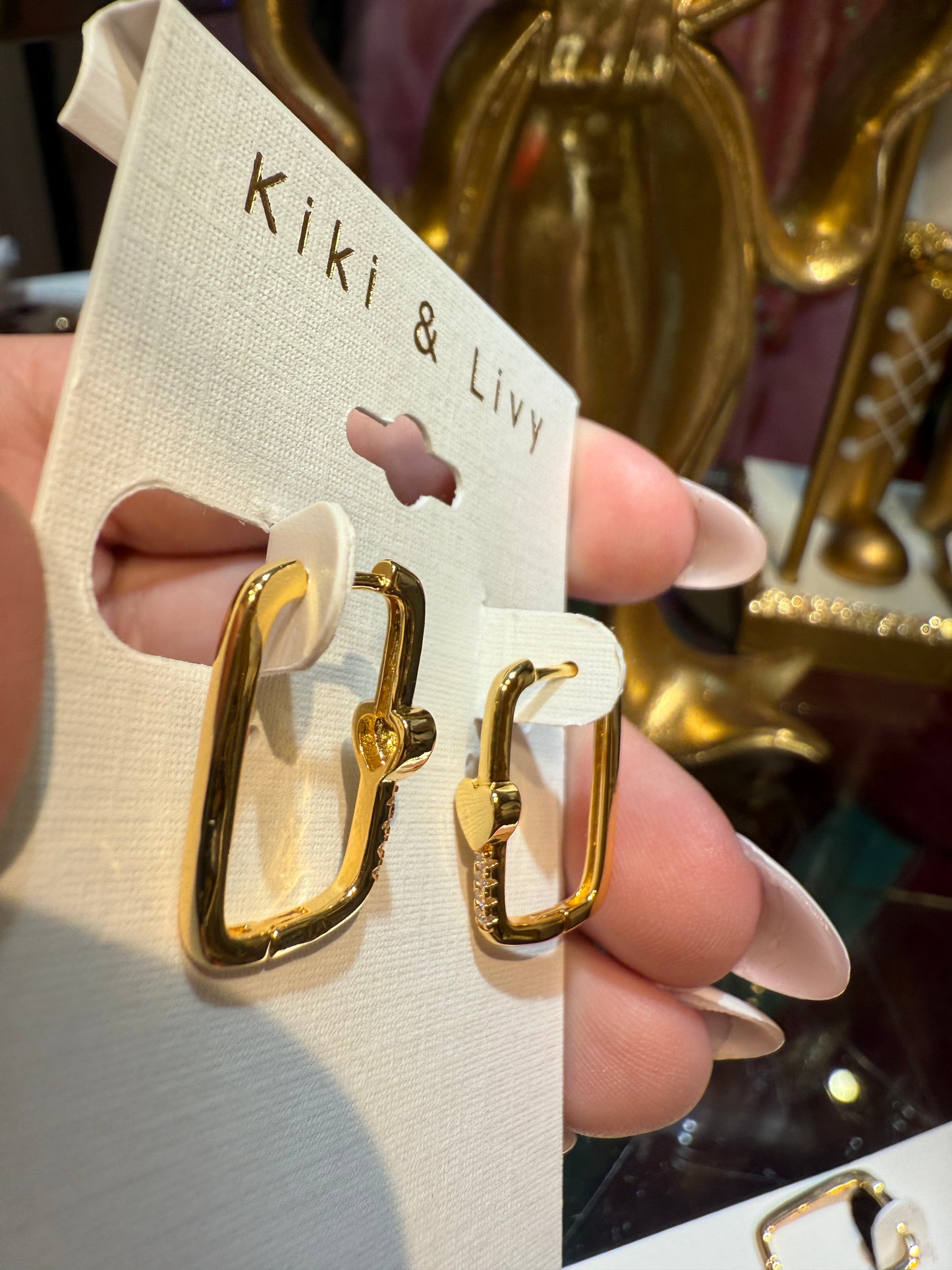 Bling Rectangle Hoop with Design Stones