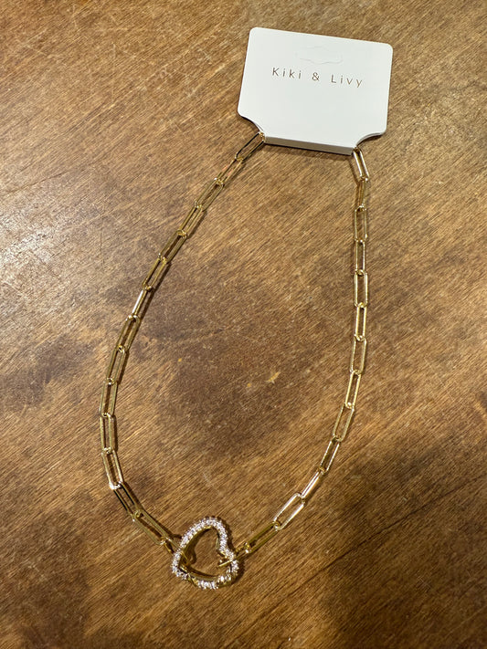 Paperclip Bling Heart Necklace