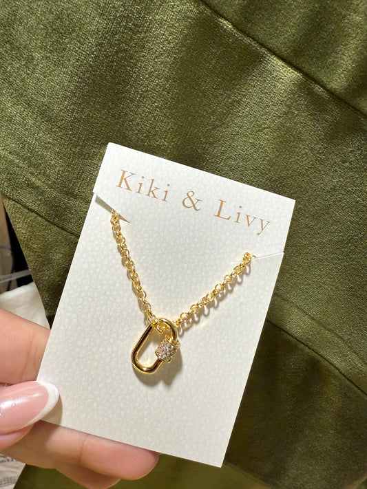 Gold Lock Bling Necklace