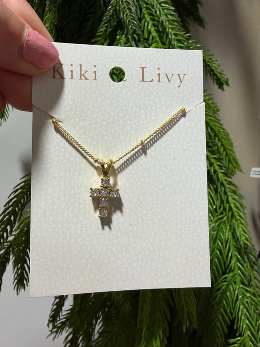 Large Square Stone Cross Necklace