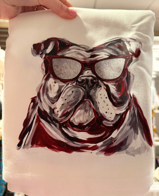 Bulldog Mascot Tea Towel