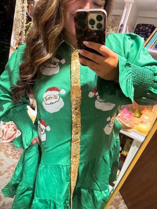 Santa Button Down Dress