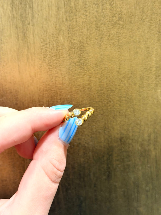 Double Stone Gold Ball Ring