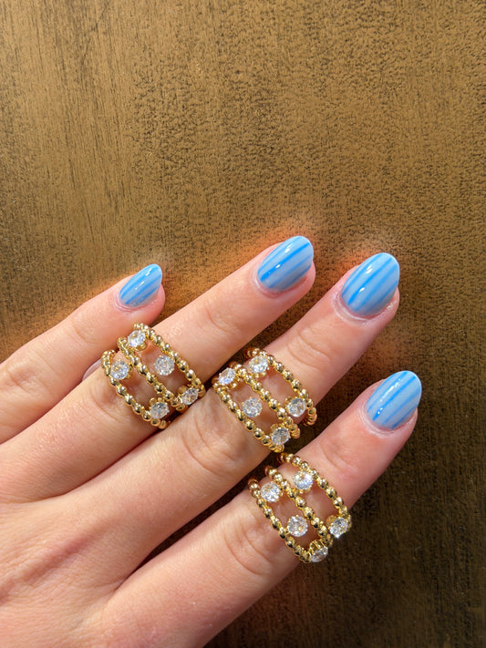 Triple Ball Ring With Stones