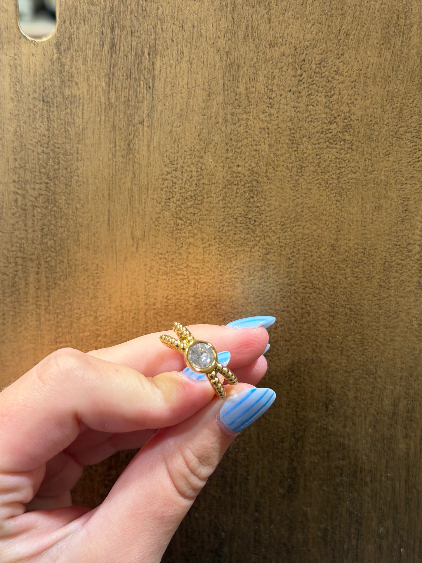 Double Band Single Stone Ring