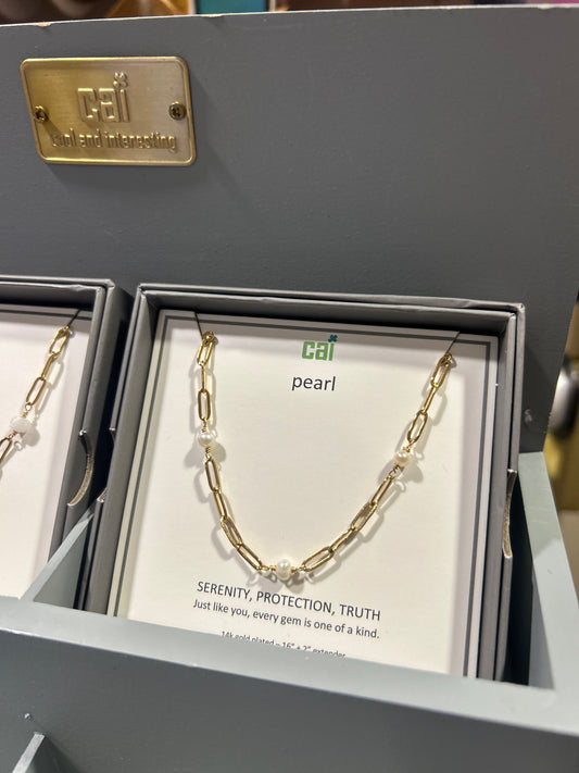 Cai Paperclip link satellite necklace chain